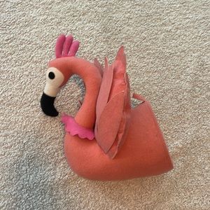 Decorative stuffed flamingo head.